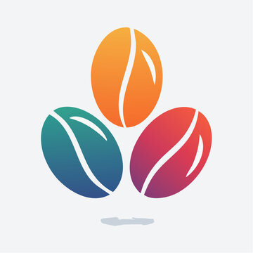 Three Colorful Coffee Beans Logo