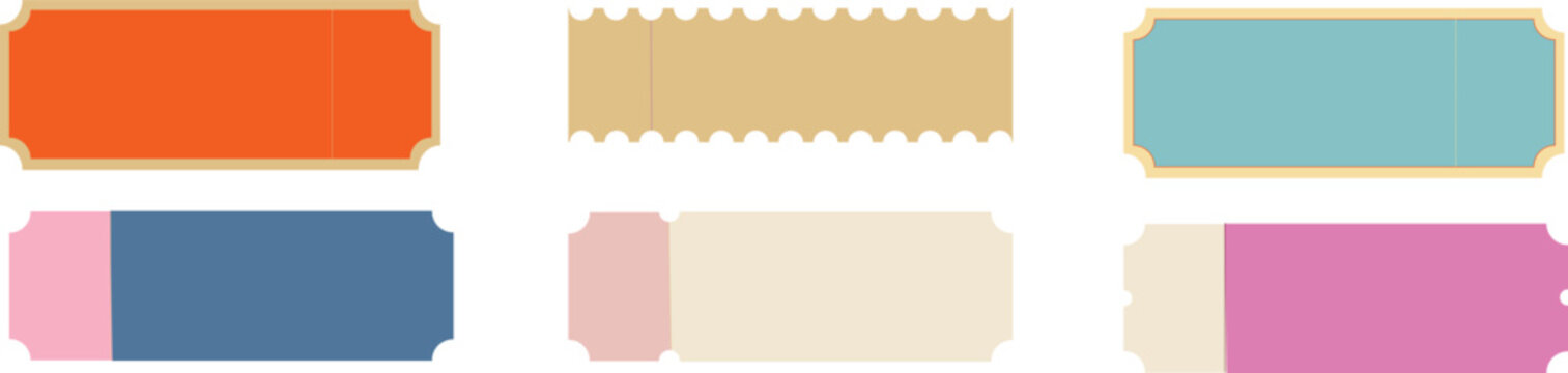 Retro Coupon Ticket Label Shapes Vector Set for Sale Tags, Discount Vouchers, Promo Banners and Packaging Design
