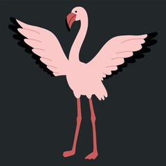 Cute Cartoon Spreading Wings Flamingo Vector Illustration. Flat hand drawn vector illustration. Exotic bird wildlife illustration © VasilisaStArt
