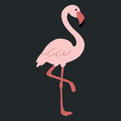 Cute Cartoon Resting on One Leg Flamingo Vector Illustration. Flat hand drawn vector illustration. Exotic bird wildlife illustration © VasilisaStArt