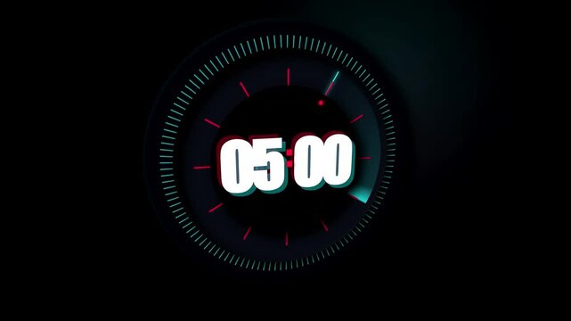 Futuristic digital clock ticking with glowing biometric interface