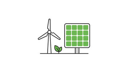 Obraz premium Wind turbine and solar panel system.