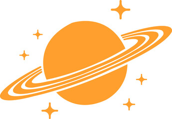 Saturn planet, ringed world and galaxy icon in flat style vector, space, cosmic, astronomy, orbit, universe symbols bundle © AbdulJabbar