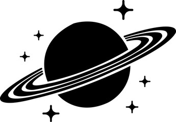 Saturn planet, ringed world and galaxy icon in flat style vector, space, cosmic, astronomy, orbit, universe symbols bundle © AbdulJabbar
