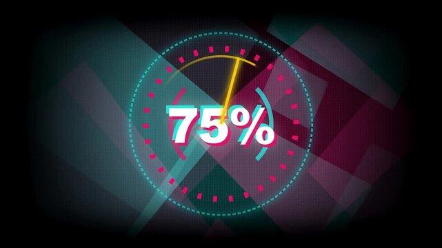 Minimal biometric digital clock animation showing percentage progress