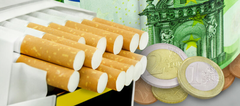 Cigarettes and Euro close up