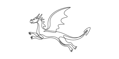 Dragon flying, one line drawing © Badhon_Designer