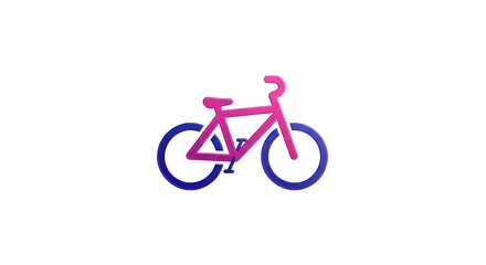 Fototapeta premium Pink and blue gradient bicycle icon on white background