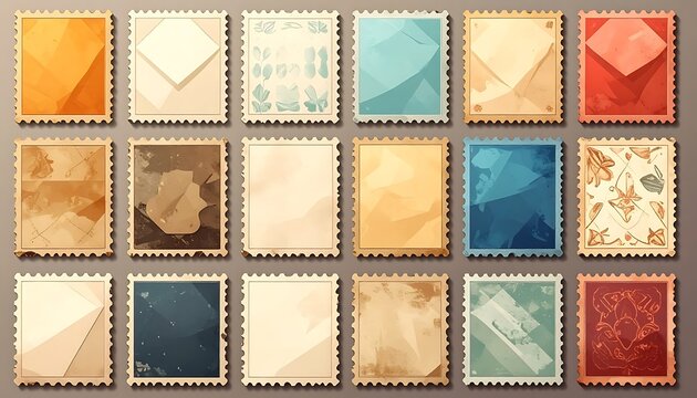 Vintage postage stamps with envelopes.