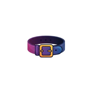 Stylized purple and blue belt with gold hardware