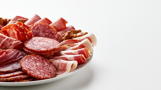 salami slices on a wooden board