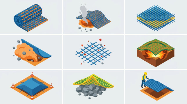 Isometric illustrations of various roofing construction methods and materials.
