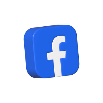 inflate facebook social media app icon glossy blue logo isolated transparent background illustration