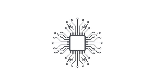 Microchip with connecting wires and pins.