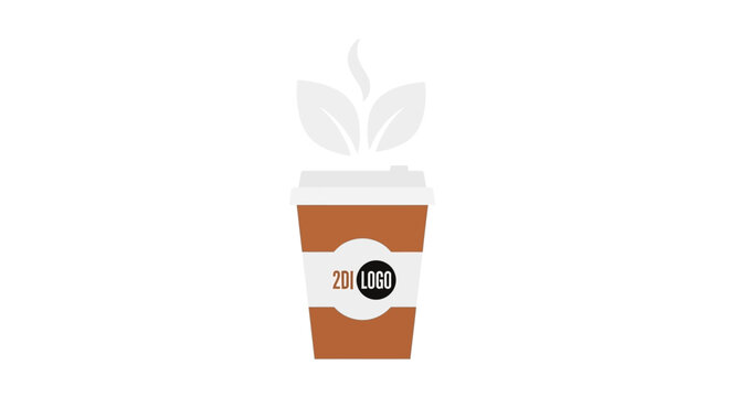 Brown Coffee Cup with White Lid.