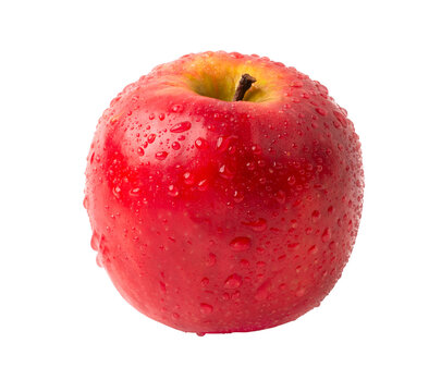 red apple with water drops