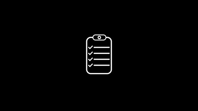 Checklist check mark icon on to do list document paper animation background