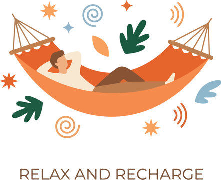 Woman Relaxing in Orange Hammock.