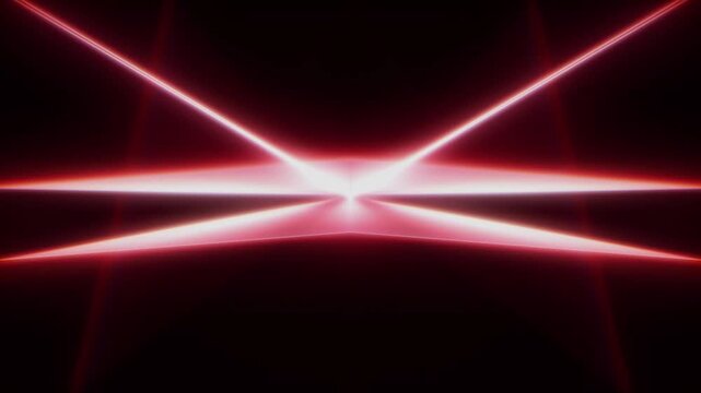 Abstract red neon portal with futuristic glowing geometric light motion