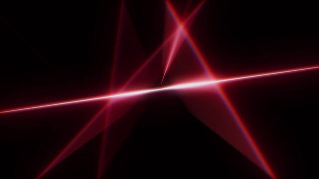 Futuristic red neon starburst with glowing abstract laser beam motion