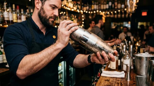 bartender shaking a cocktail video