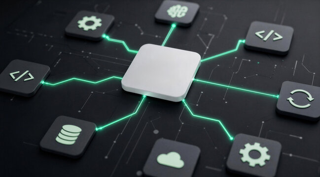Digital Ecosystem: Interconnected AI Cloud and Data Flow