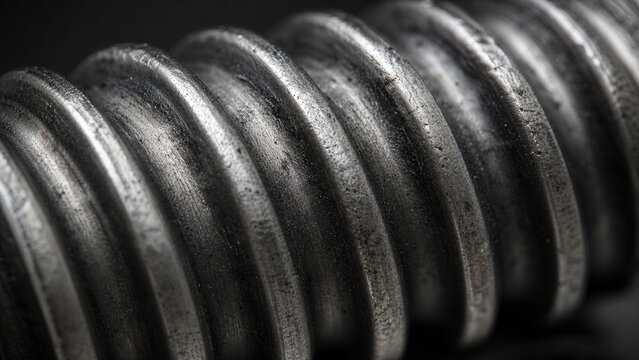 Weathered Metal Screw Thread With Dark Industrial Texture
