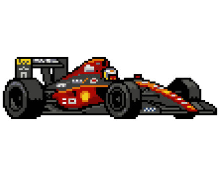 F1 car in vector and illustrator type in color and pixel type