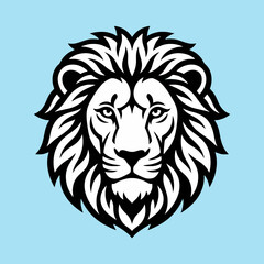 Obraz premium A bold black and white illustration of a majestic lion head