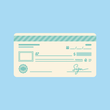 A flat vector illustration of a blank bank payment check