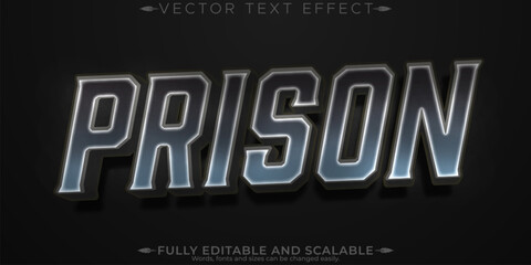 Prison text effect, editable metallic and shiny text style © Md