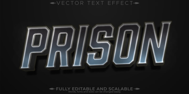 Prison text effect, editable metallic and shiny text style