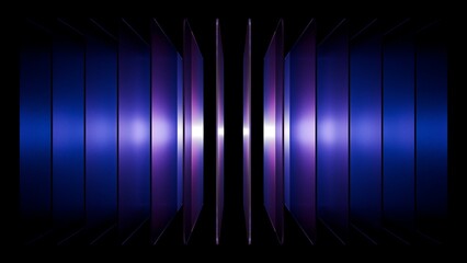 Abstract 3D dark glassmorphism background with neon purple gradient plates. Simmetrical glossy glass layers on black background, perfect for premium cyber security tech and luxury UI UX design © ilham