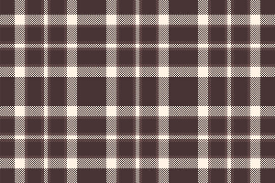 Crease check texture seamless, kilt tartan vector background. Mix plaid fabric textile pattern in dark and old lace colors.