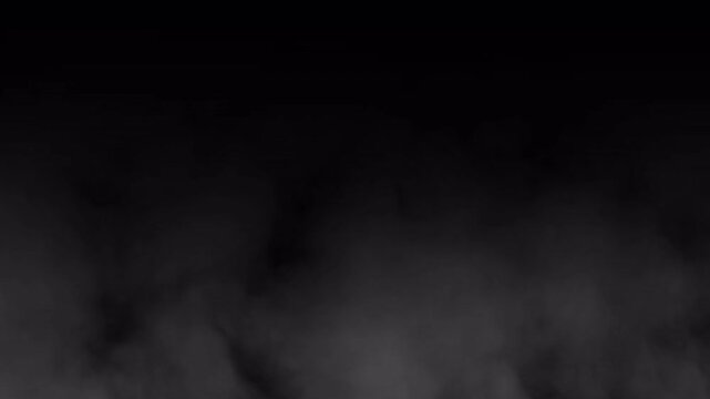 4k stock | Cinematic smoke moving fog overlay transparent alpha channel background for creating atmospheric film effects.