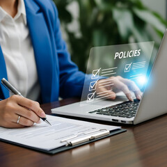 Fototapeta premium Business Concept Woman Working on Laptop in Office