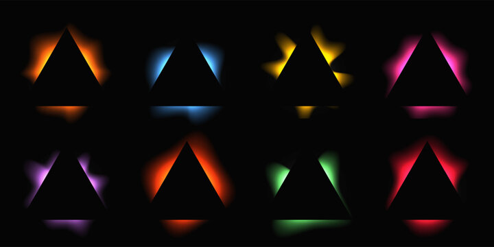 Set of triangle multicolor illuminate light frames