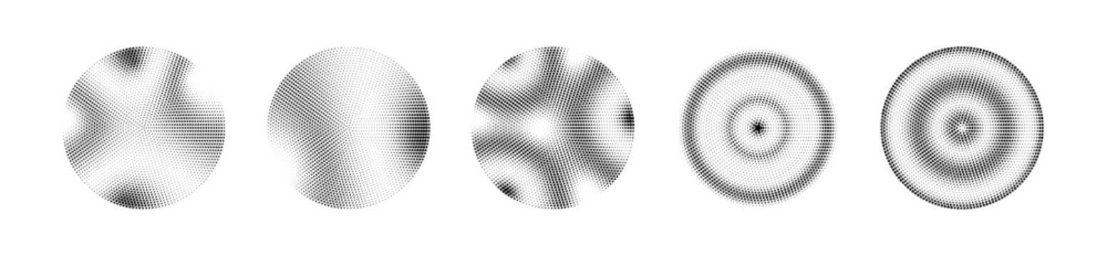 Set of abstract halftone dotted circles