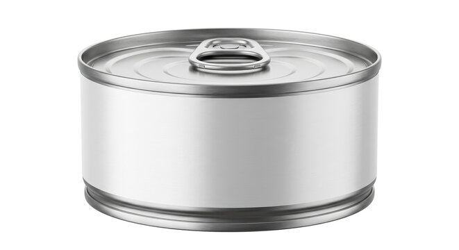 Blank silver metal food can mockup isolated