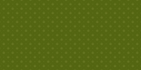 seamless pattern with cannabis sativa element on green background © Yanti83