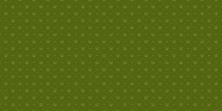 seamless pattern with cannabis sativa element on green background