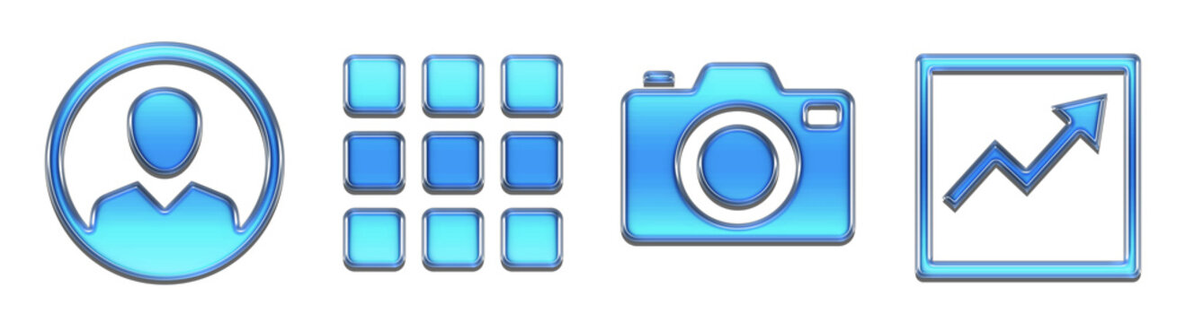 User grid camera statistics 3D Glossy Effect Icon Set. png transparent