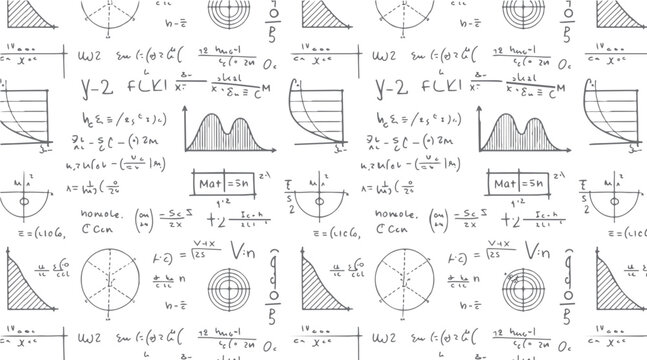 Hand drawn mathematical formulas graphs and diagrams on a white background mathematics equation