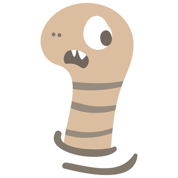Cute cartoon worm popping up with surprised expression