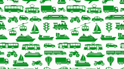 Green transport vehicle silhouettes in seamless travel and transportation pattern © GraphWorks