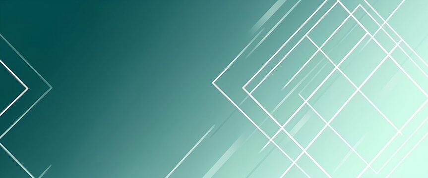 緑のグラデーション背景に抽象的な幾何学模様