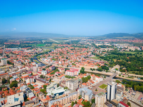 Aerial view of Nis city and Nis Fortress in Serbia