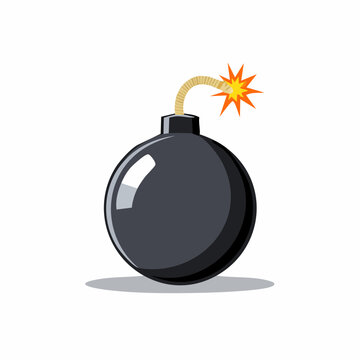 Cartoon Bomb with Lit Fuse