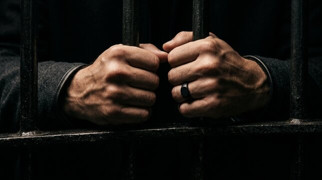 prisoner hands with dramatic strobist lighting