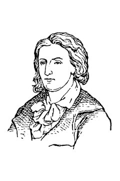 Friedrich Schiller (1759&ndash;1805), German playwright, with a bow tie and jacket, old vintage illustration, 1897